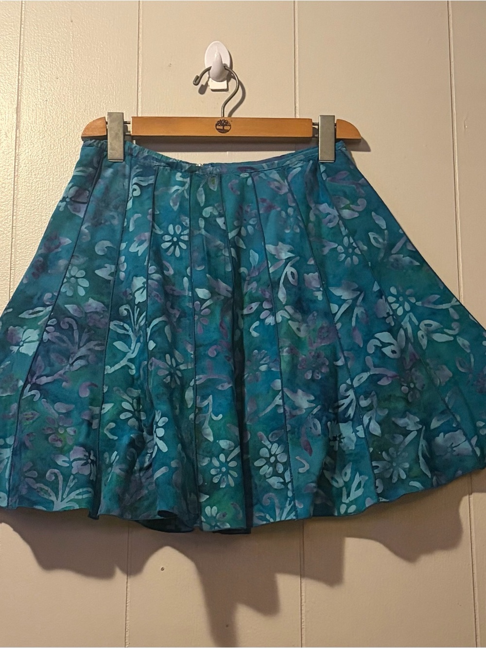 Floral Teal Batik Pattern Circle Skirt